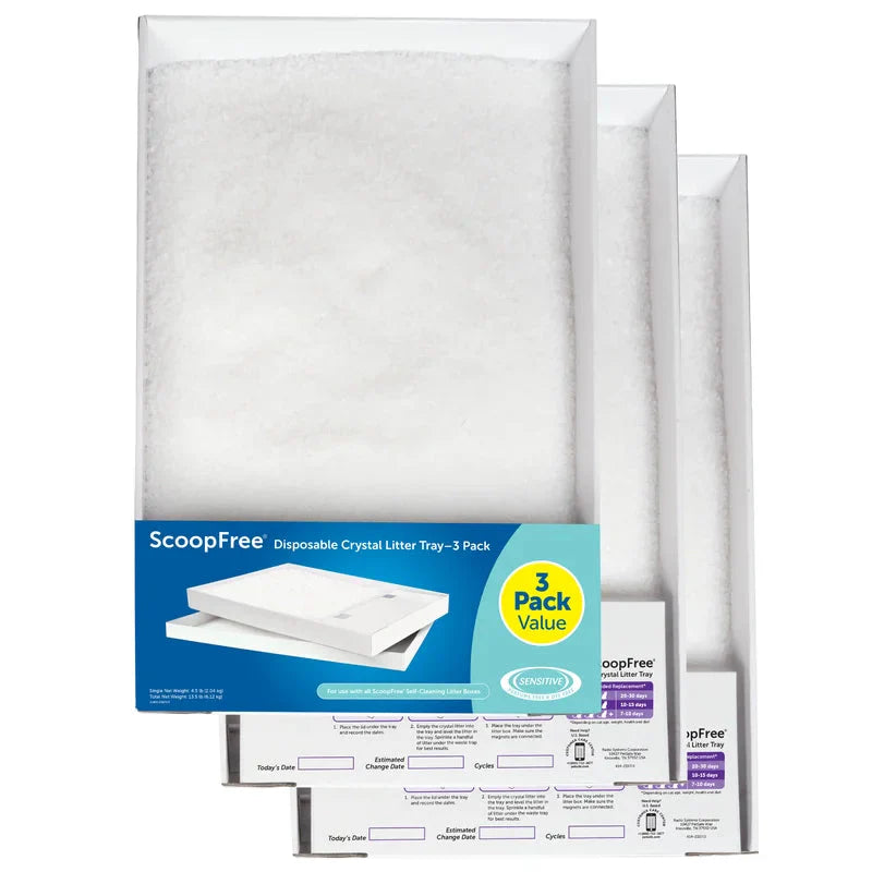 PetSafe ScoopFree Blue/White Crystal Cat Litter Tray Refills, 3 Pack -  Crystal Cat Litter Tray Refills PetSafe