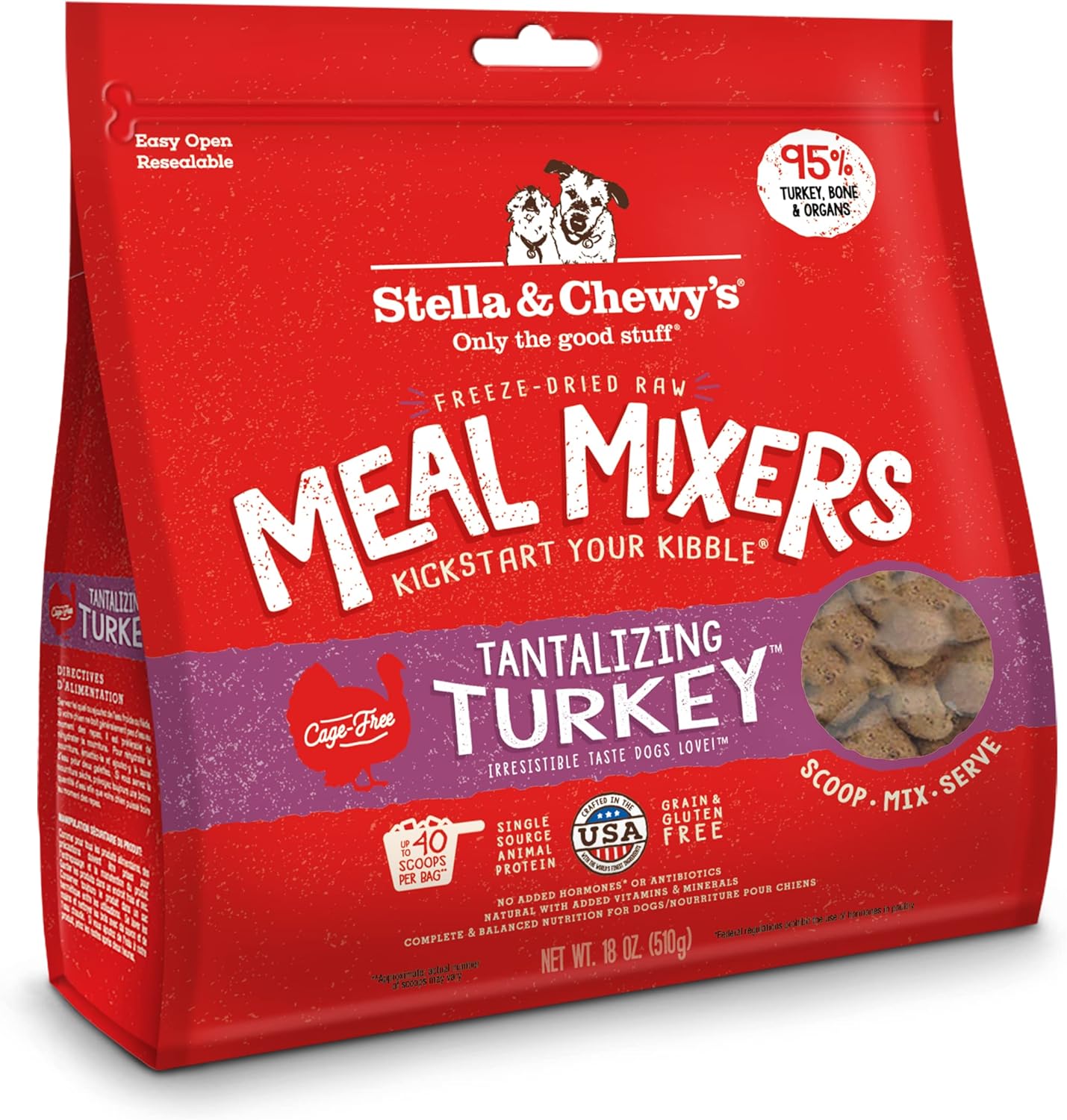 Stella & Chewy's Freeze Dried Raw Tantalizing Turkey Meal Mixer High Protein Dry Dog Food Topper -  Dry Dog Food Stella & Chewy's