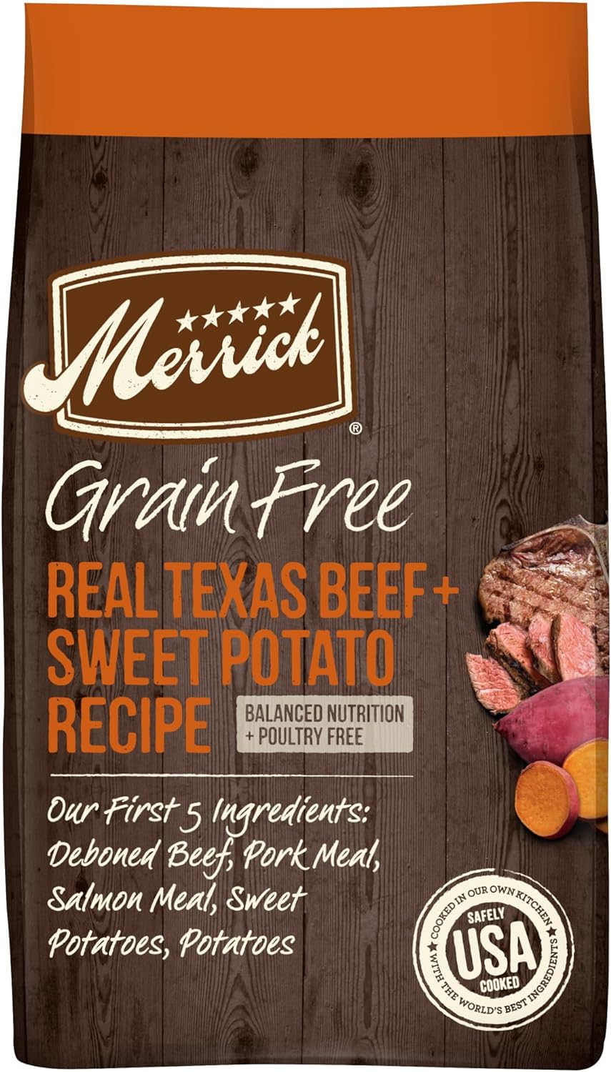 Merrick Grain Free Real Texas Beef & Sweet Potato Recipe Dry Dog Food -  Dry Dog Food Merrick