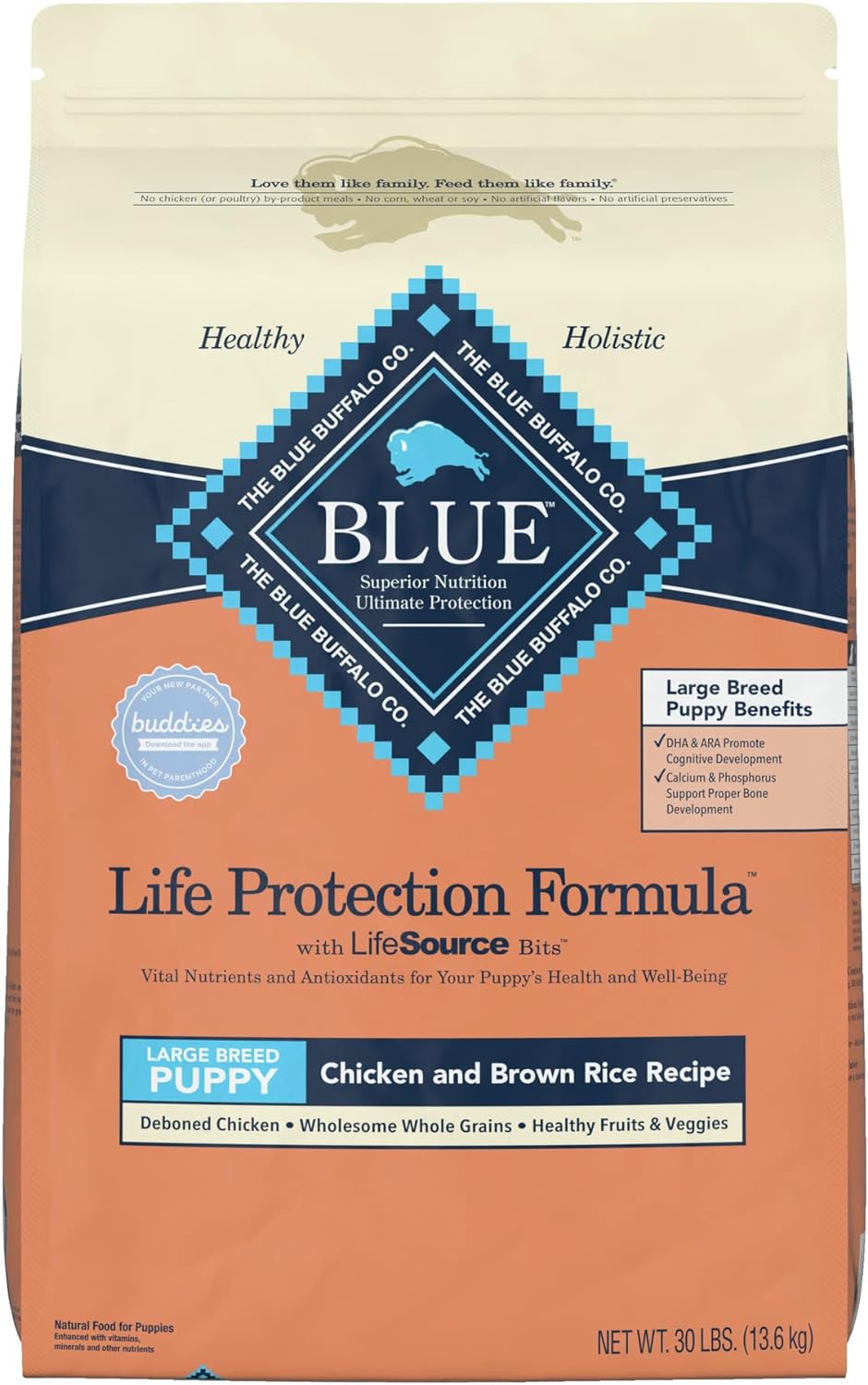 Blue Buffalo Life Protection Formula Natural Puppy Large Breed Dry Dog Food, Chicken & Brown Rice -  Dry Dog Food Blue Buffalo