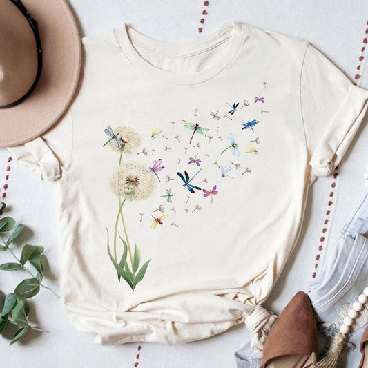 Dandelion Dragonfly Shirt, Vintage Dandelion Dragonfly Shirt, Dragonfly Lover Shirt