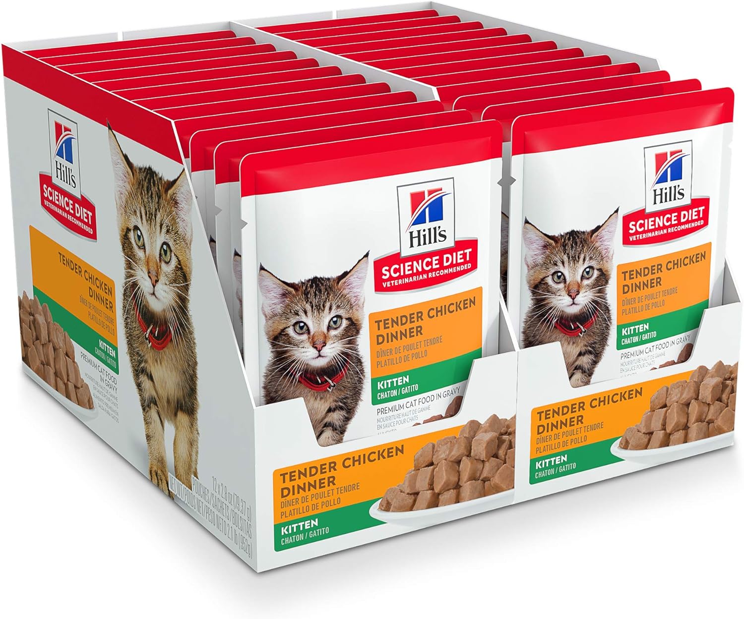 Hill's Science Diet Kitten Wet Cat Food Pouches, Chicken Recipe, 2.8 Ounce, 24-Pack -  Wet Cat Food Hill's Science