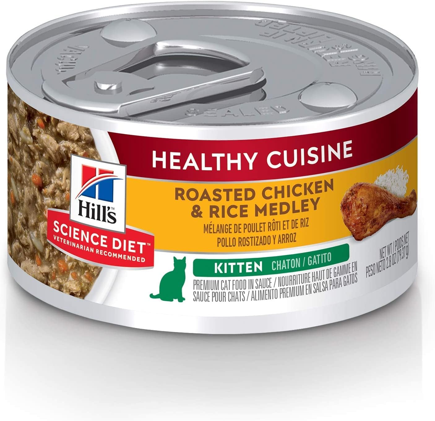 Hill's Science Diet Canned Wet Cat Food, Kitten, Healthy Cuisine, Roasted Chicken & Rice -  Wet Cat Food Hill's Science