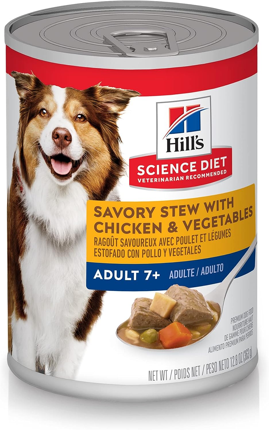 Hill's Science Diet Senior 7+ Wet Dog Food, Savory Stew With Chicken & Vegetables, 12.8 oz. Cans, 12-Pack -  Wet Dog Food Hill's Science