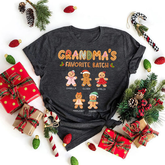 Personalized Grandmas Favorite Batch Shirt, Christmas Grandma Shirt, Grandma's Cookies Shirt, Gingerbeard Grandma Shirt