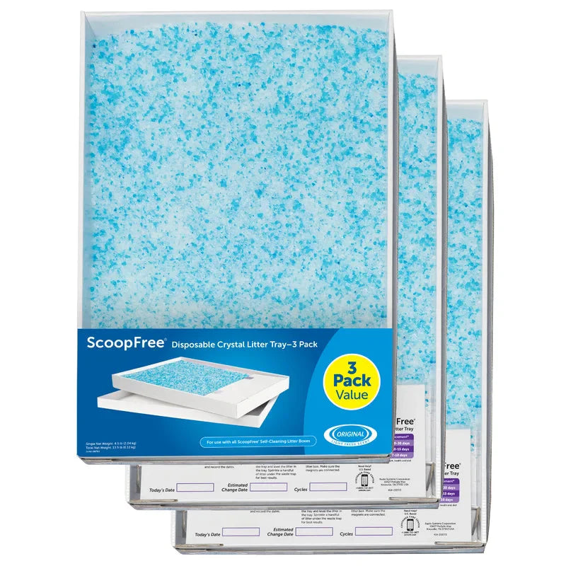 PetSafe ScoopFree Blue/White Crystal Cat Litter Tray Refills, 3 Pack -  Crystal Cat Litter Tray Refills PetSafe