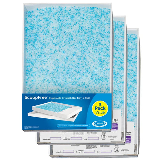 PetSafe ScoopFree Blue/White Crystal Cat Litter Tray Refills, 3 Pack -  Crystal Cat Litter Tray Refills PetSafe