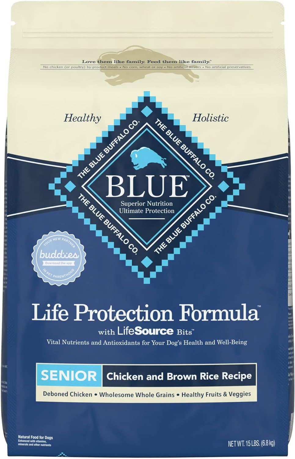 Blue Buffalo Life Protection Formula Natural Senior Dry Dog Food, Chicken & Brown Rice -  Dry Dog Food Blue Buffalo