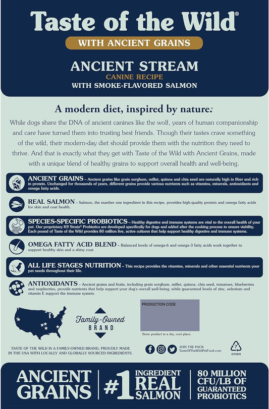 Taste of the Wild Ancient Stream Canine Recipe with Smoke-Flavored Salmon and Ancient Grains Dry Dog Food -  Dry Dog Food Taste of the Wild