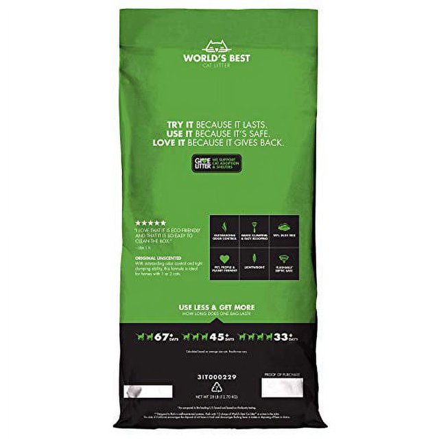 World's Best Cat Litter Original Unscented Natural Cat Litter, 28 LB -  Cat Litter World's Best Cat Litter
