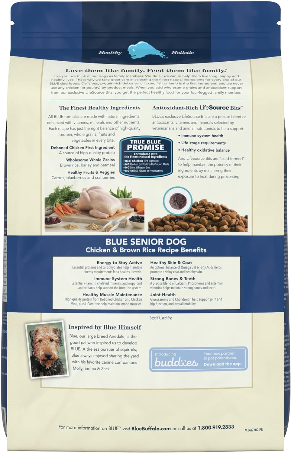 Blue Buffalo Life Protection Formula Natural Senior Dry Dog Food, Chicken & Brown Rice -  Dry Dog Food Blue Buffalo