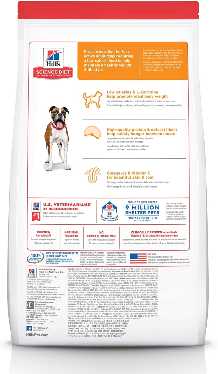 Hill's Science Diet Dry Dog Food, Adult 1-6, Light with Chicken Meal & Barley for Healthy Weight -  Dry Dog Food Hill's Science