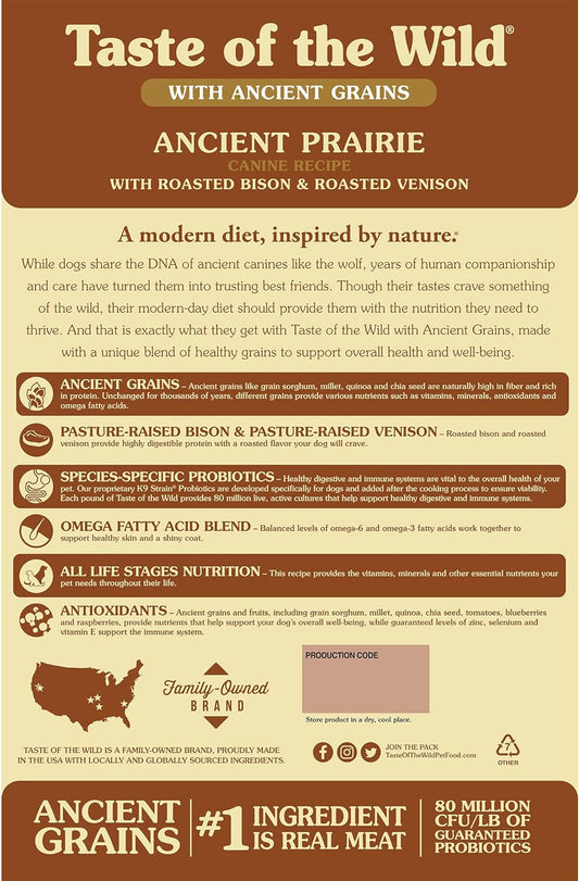 Taste of the Wild Ancient Prairie with Roasted Bison, Roasted Venison and Ancient Grains Dry Dog Food -  Dry Dog Food Taste of the Wild