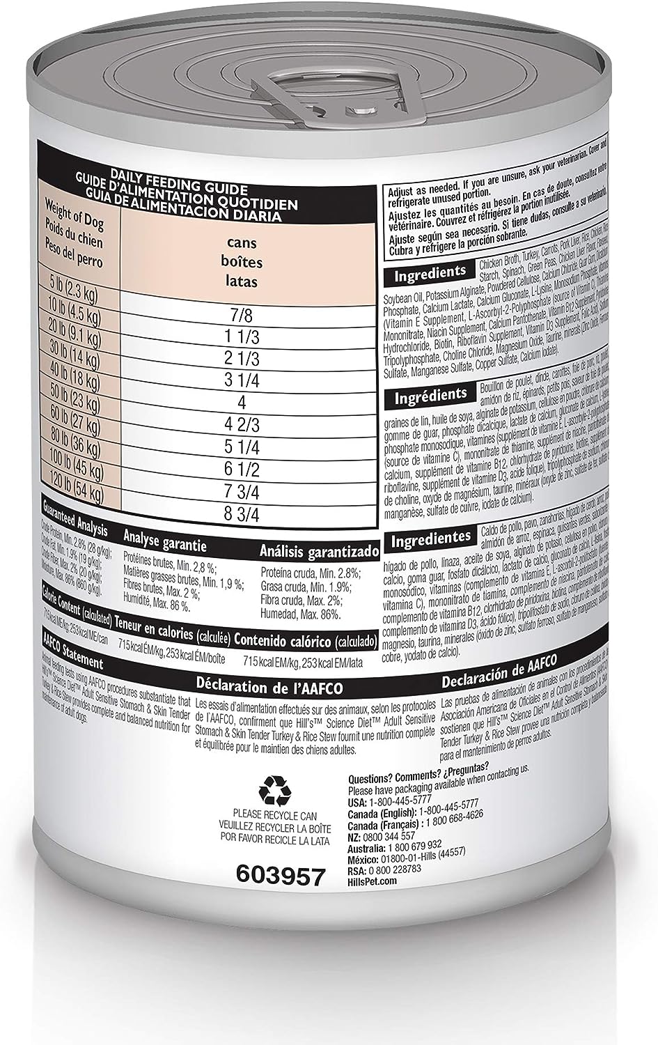 Hill's Science Diet Wet Dog Food Adult Sensitive Stomach & Skin Turkey & Rice, 12.5 oz. Cans 12-Pack -  Wet Dog Food Hill's Science