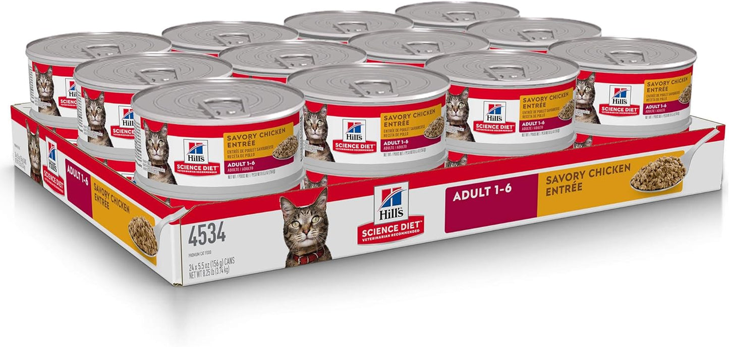 Hill's Science Diet Adult 1-6 Savory Chicken Entree Canned Wet Cat Food -  Wet Cat Food Hill's Science