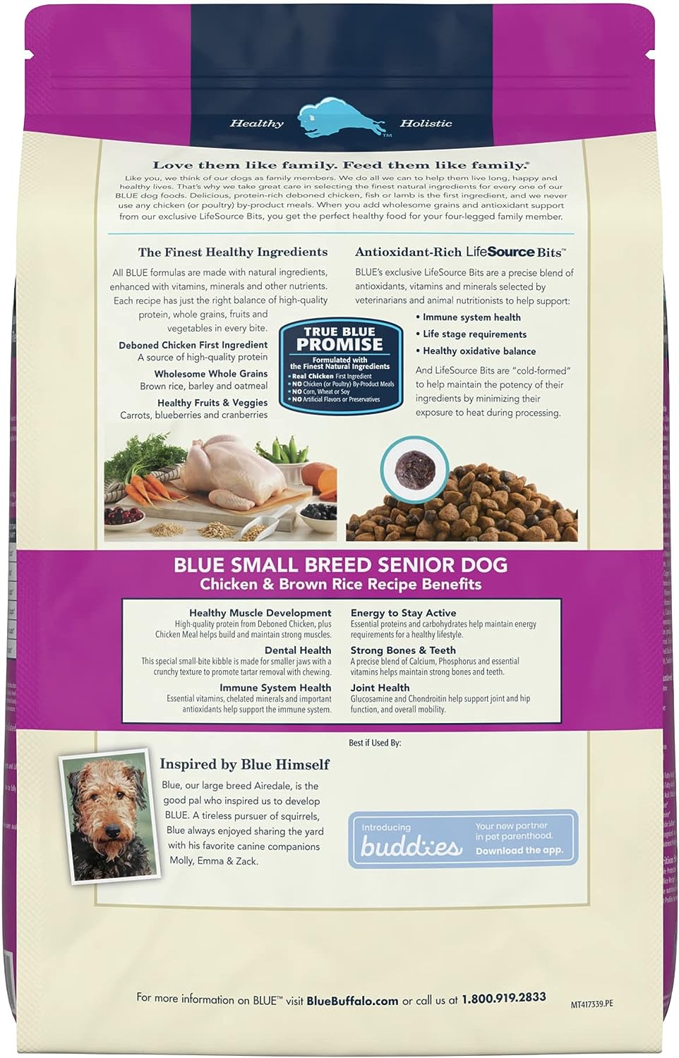 Blue Buffalo Senior Small Breed Dry Dog Food, Life Protection Formula, Natural Chicken & Brown Rice Flavor -  Dry Dog Food Blue Buffalo