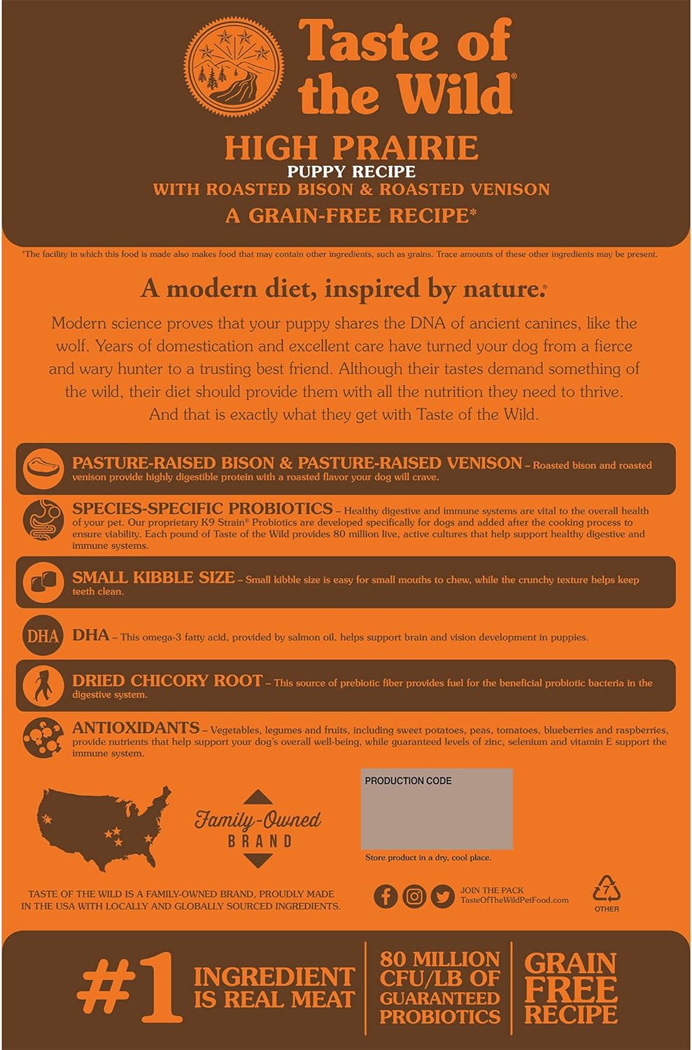 Taste of the Wild High Prairie Grain-Free Roasted Bison & Venison Dry Puppy Food -  Dry Dog Food Taste of the Wild
