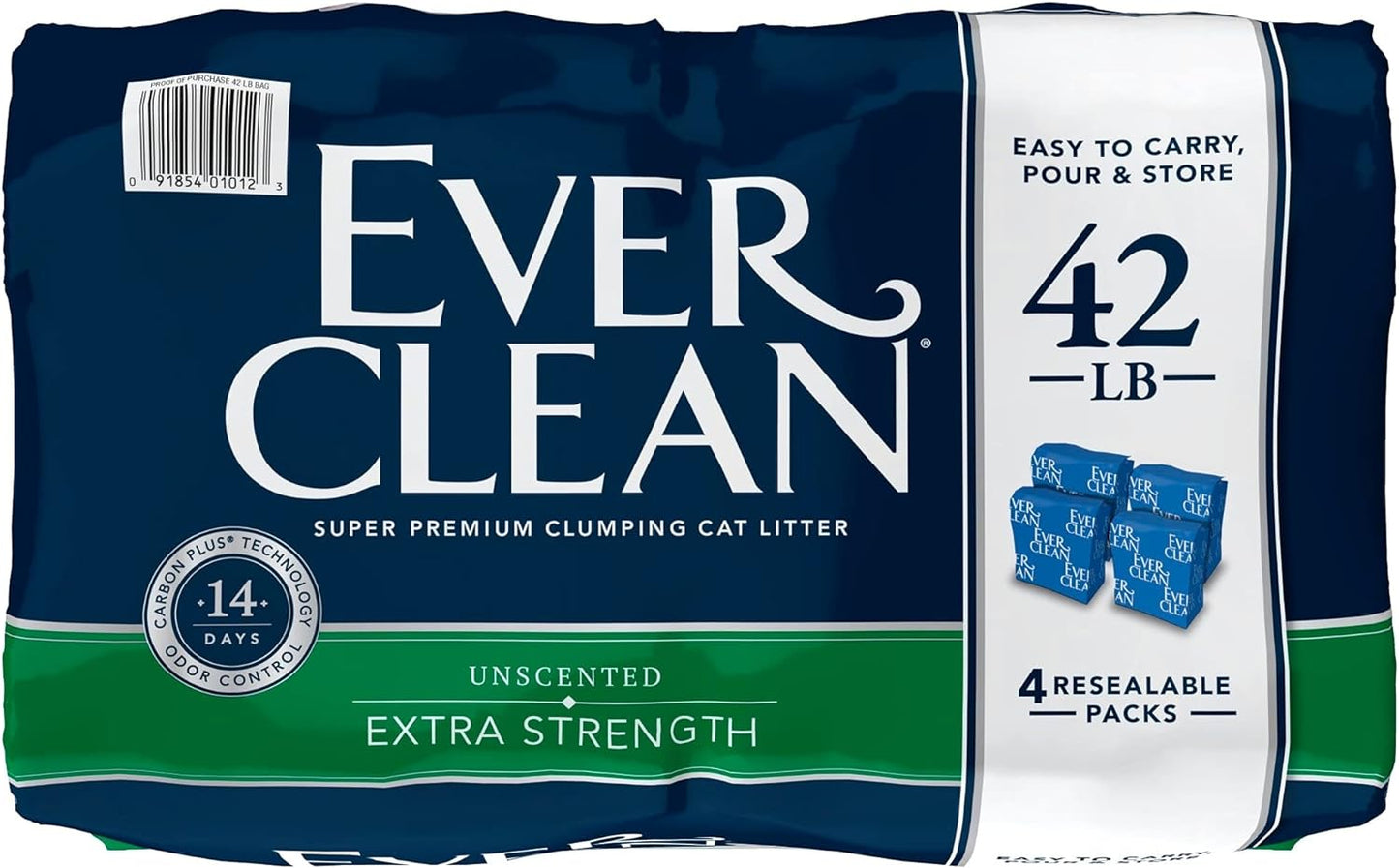 Ever Clean Extra Strength Unscented Clumping Clay Cat Litter, 25/42 LB -  Clumping Cat Litter Ever Clean