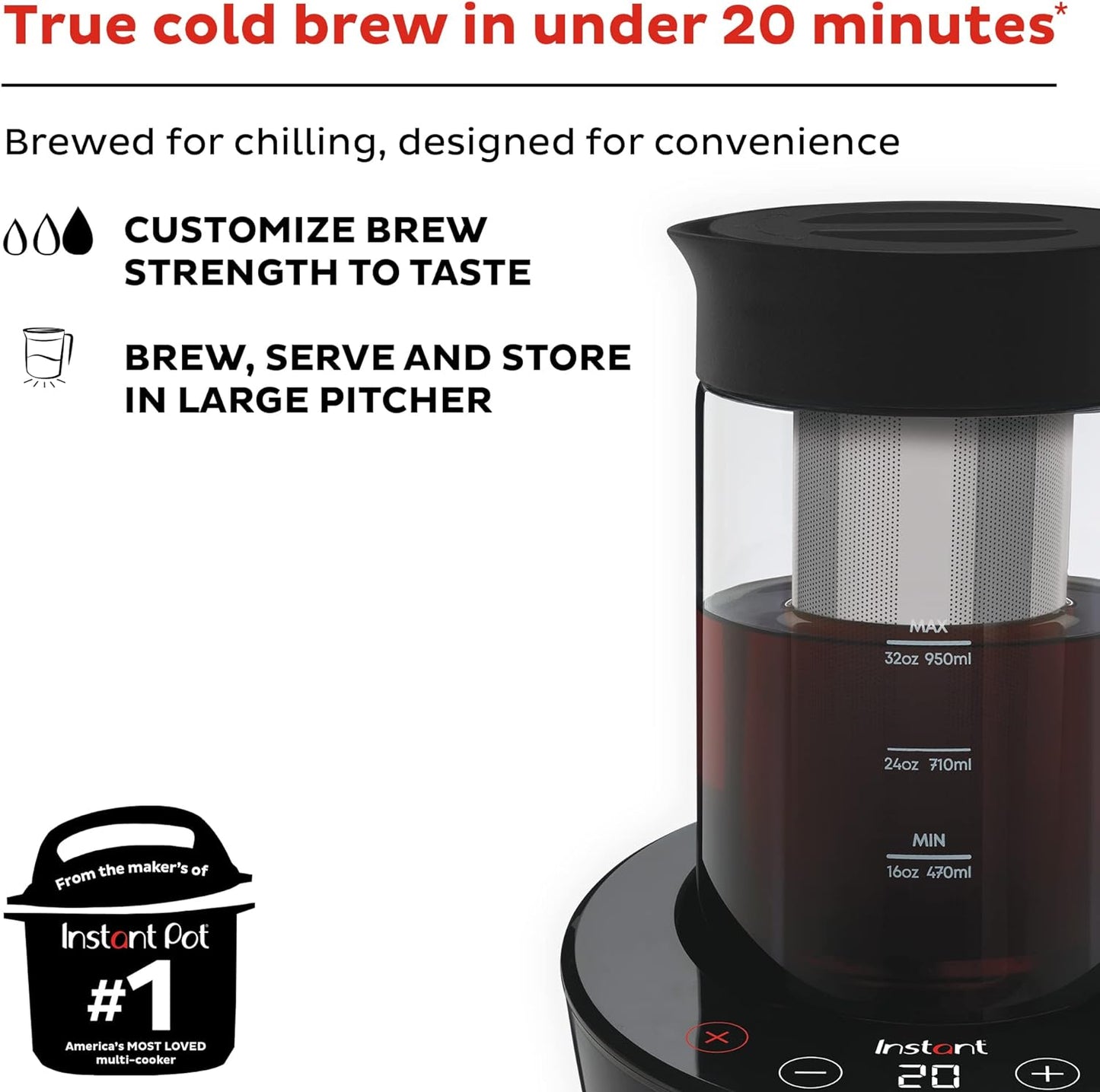 Instant Cold Brew Electric Coffee Maker, 32-Oz