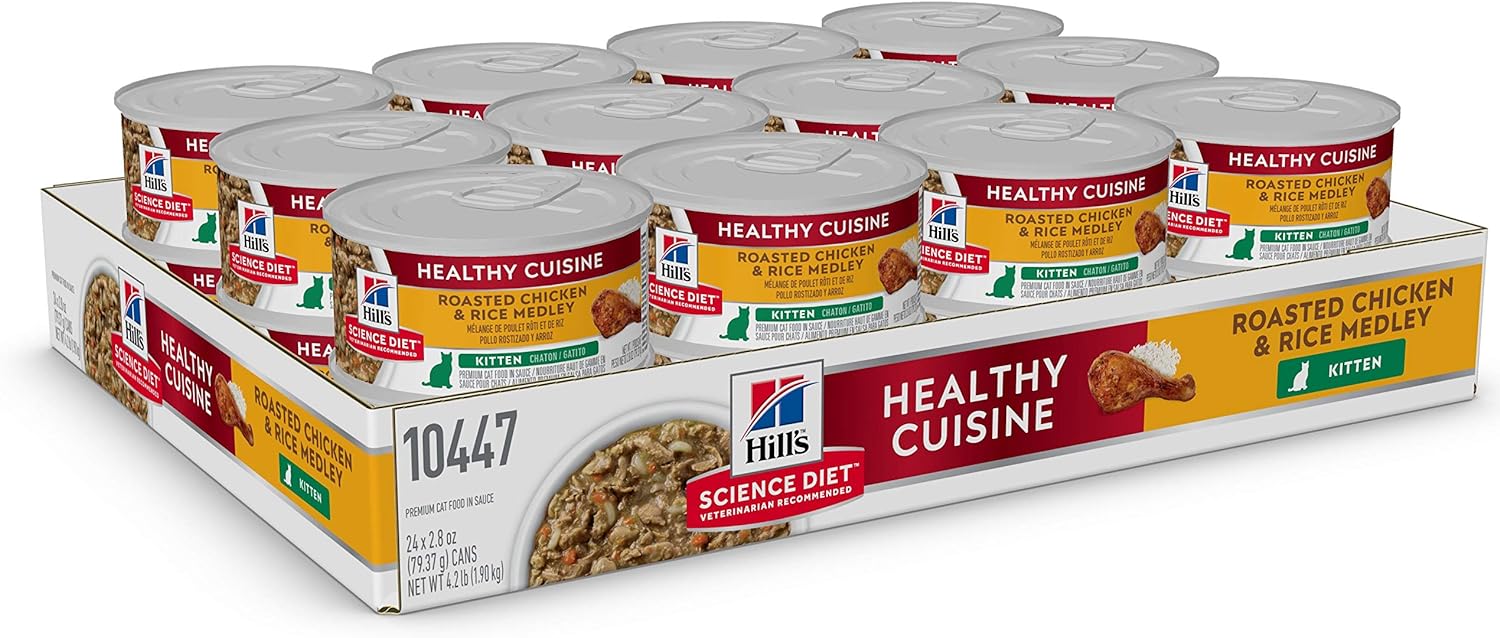 Hill's Science Diet Canned Wet Cat Food, Kitten, Healthy Cuisine, Roasted Chicken & Rice -  Wet Cat Food Hill's Science