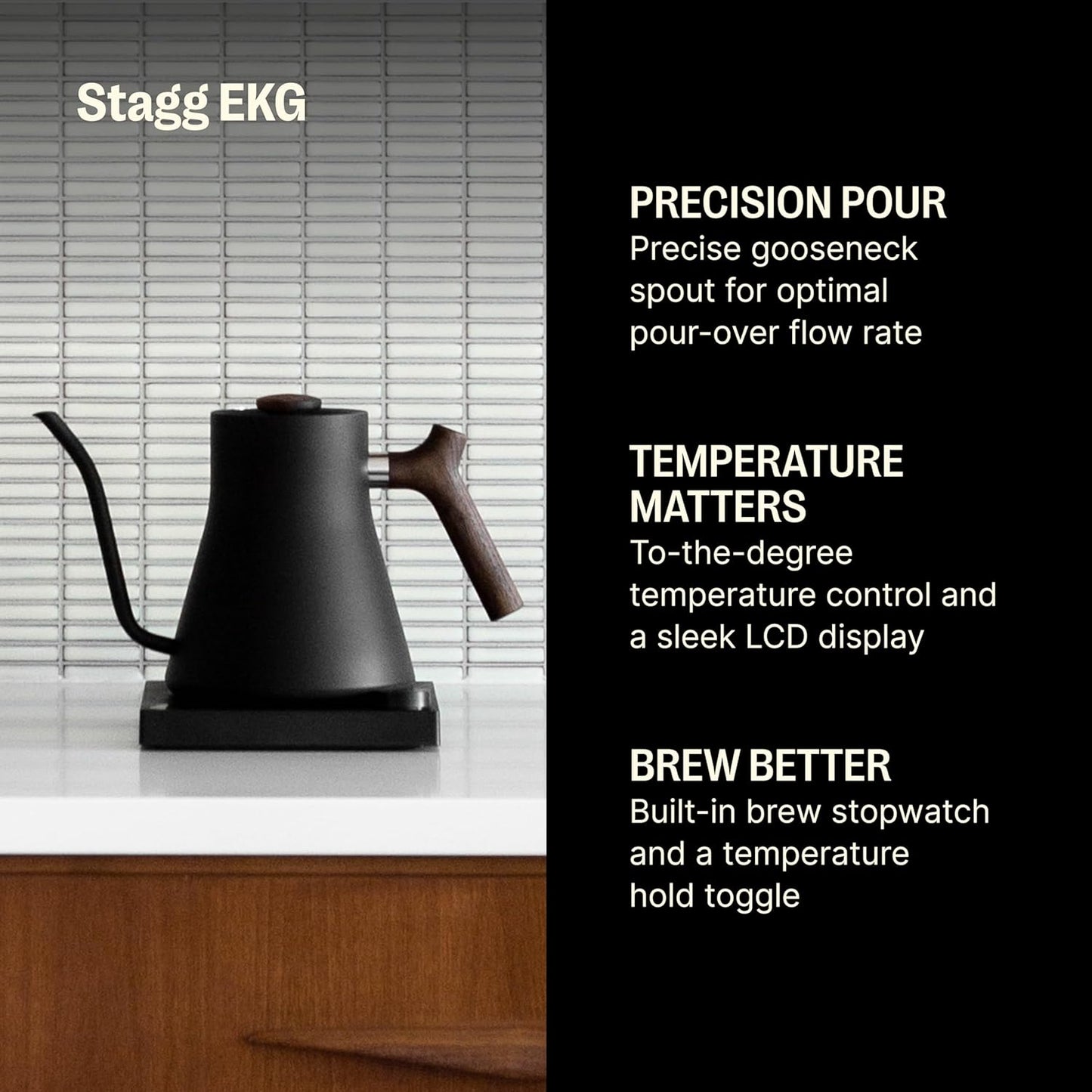 Fellow Stagg EKG Electric Gooseneck Kettle - Pour-Over Coffee and Tea Kettle