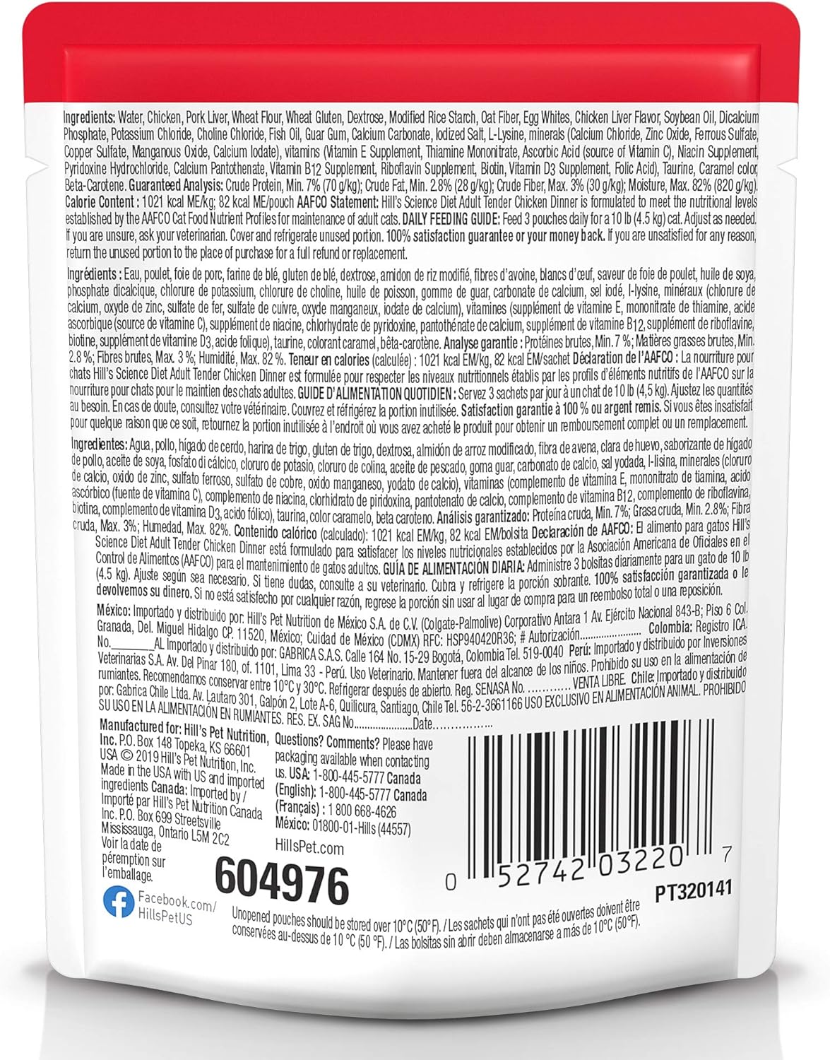 Hill's Science Diet Chicken Adult Pouches Wet Cat Food, 2.8 oz, 24-Pack -  Wet Cat Food Hill's Science