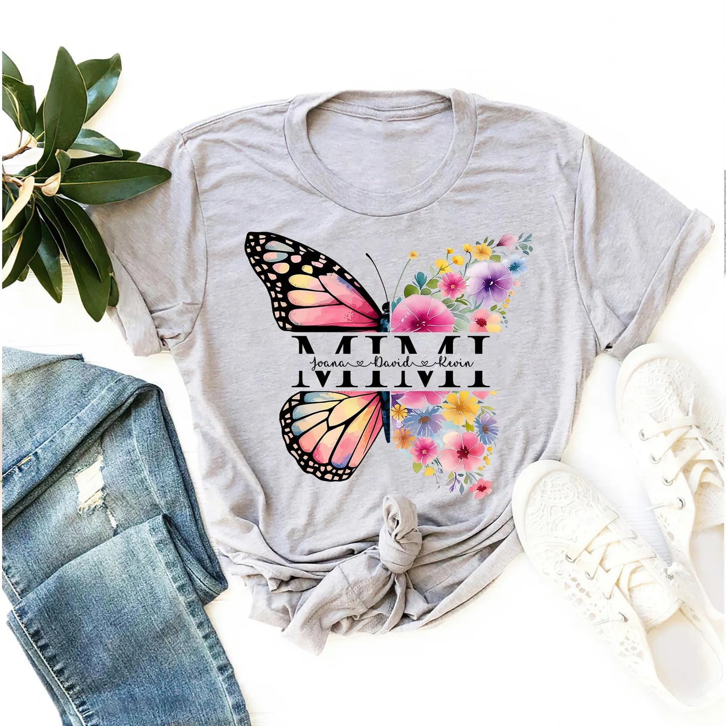 Nana Shirt, Mother's Day Shirt, Butterfly Grandma Shirt, Grandma With Kids Names Shirt, Custom Grandma Shirt