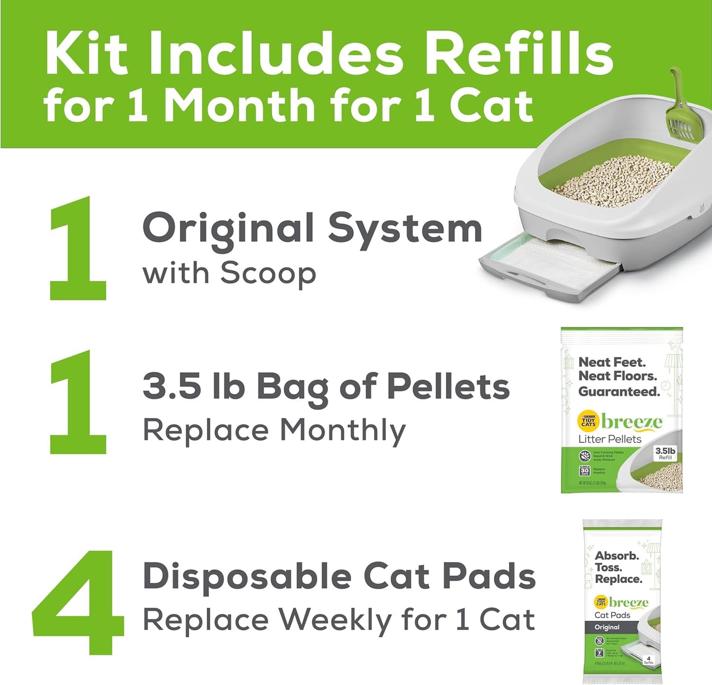 Purina Tidy Cats BREEZE Litter Box System Starter Kit With Pellets & Pads -  Litter Box Purina Tidy Cats