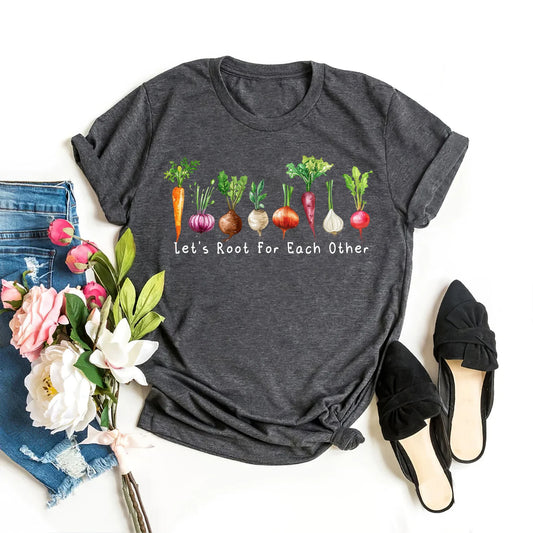 Let's Root For Each Other Shirt, Gardening Vegetable Shirt, Garden Lover Shirt, Watercolor Vegetable Shirt