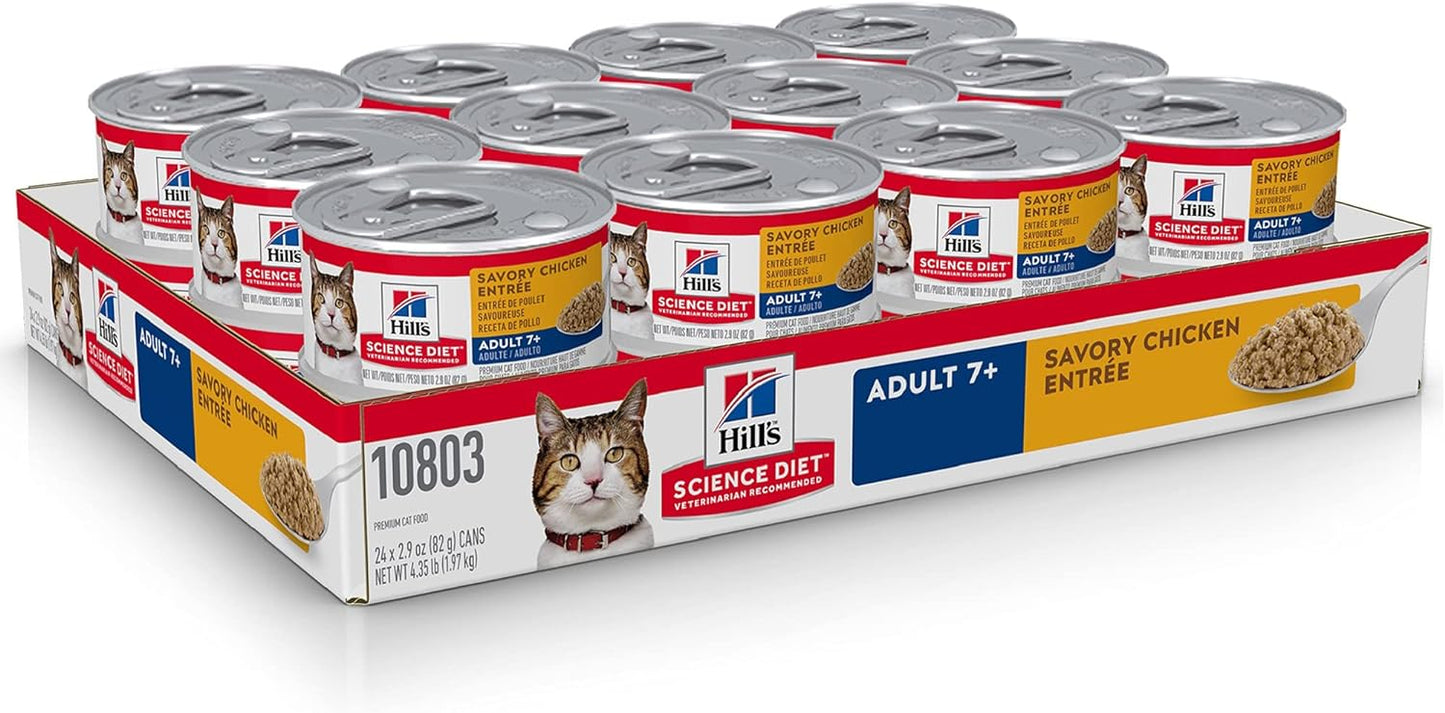 Hill's Science Diet Senior Wet Cat Food, Adult 7+ Savory Chicken Entrée Minced Cat Food -  Wet Cat Food Hill's Science