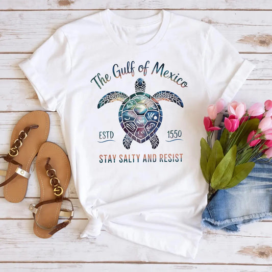 The Gulf of Mexico Shirt, Stay Salty And Resist, Resist Shirt, Patriotic Shirt, Sea Turtle Shirt