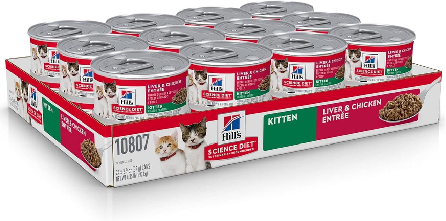 Hill's Science Diet Wet Cat Food, Kitten, Liver & Chicken Recipe, 5.5 oz. Cans, 24-Pack -  Wet Cat Food Hill's Science