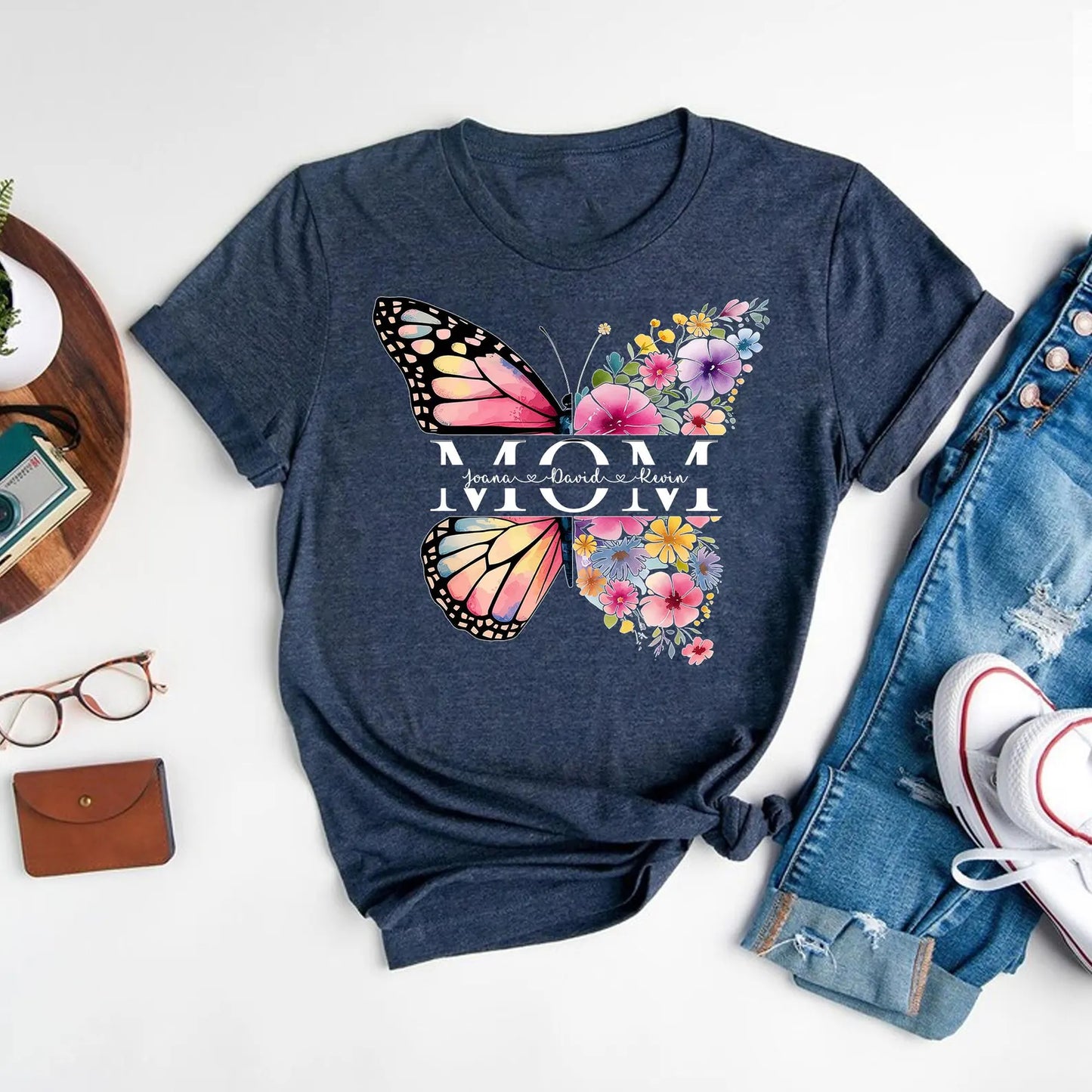 Nana Shirt, Mother's Day Shirt, Butterfly Grandma Shirt, Grandma With Kids Names Shirt, Custom Grandma Shirt