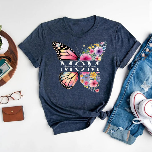 Nana Shirt, Mother's Day Shirt, Butterfly Grandma Shirt, Grandma With Kids Names Shirt, Custom Grandma Shirt
