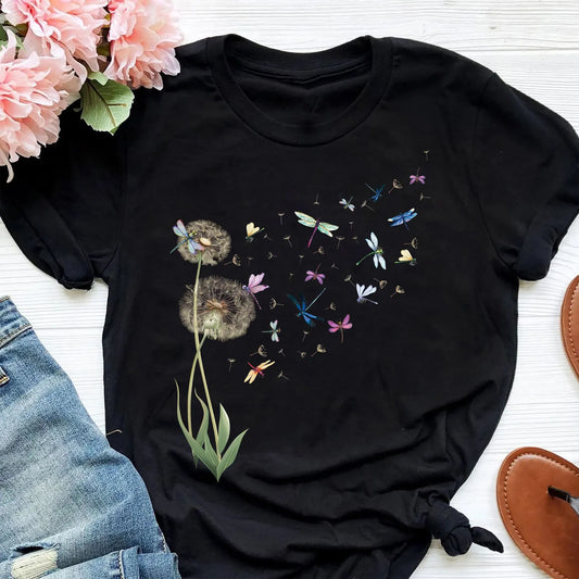 Dandelion Dragonfly Shirt, Vintage Dandelion Dragonfly Shirt, Dragonfly Lover Shirt