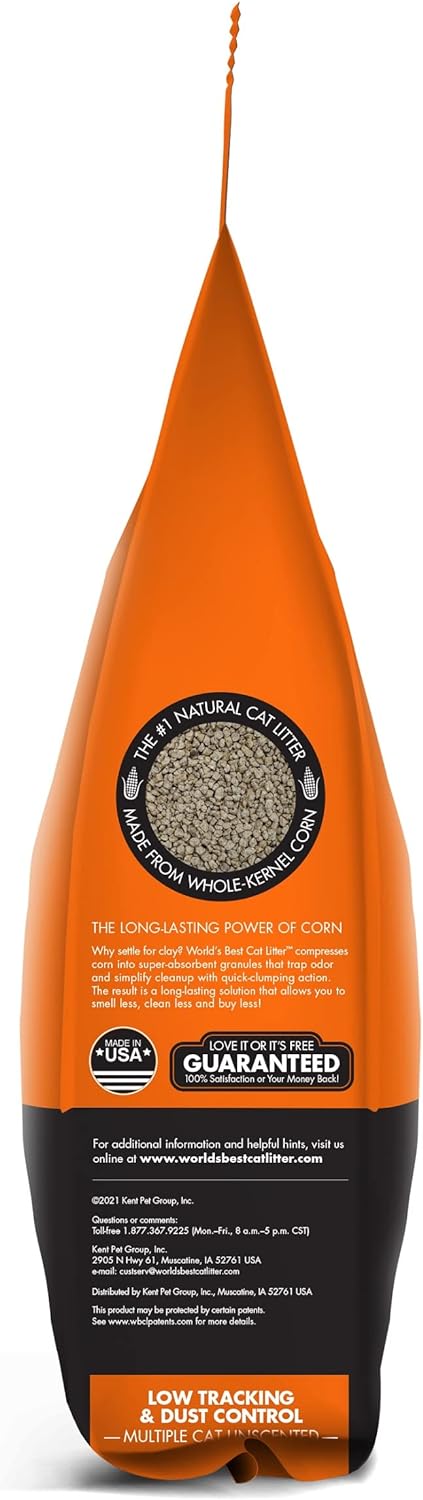 World's Best Cat Litter Low Tracking & Dust Control Natural Unscented Cat Litter, 28 LB -  Cat Litter World's Best Cat Litter