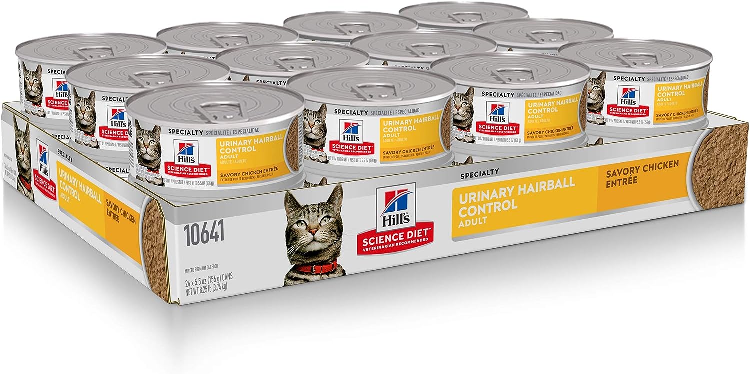 Hill's Science Diet Wet Cat Food, Adult, Urinary & Hairball Control, Savory Chicken Recipe -  Wet Cat Food Hill's Science