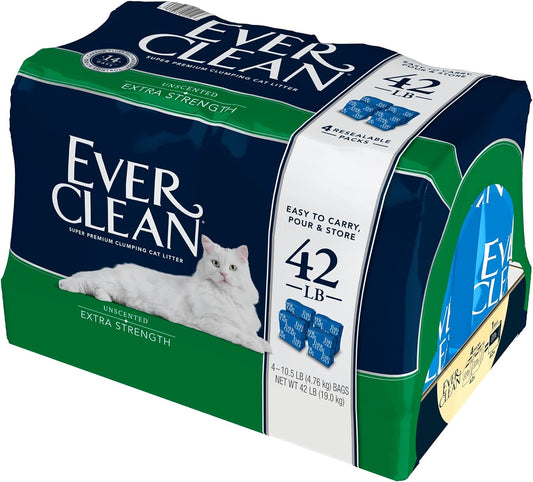 Ever Clean Extra Strength Unscented Clumping Clay Cat Litter, 25/42 LB -  Clumping Cat Litter Ever Clean