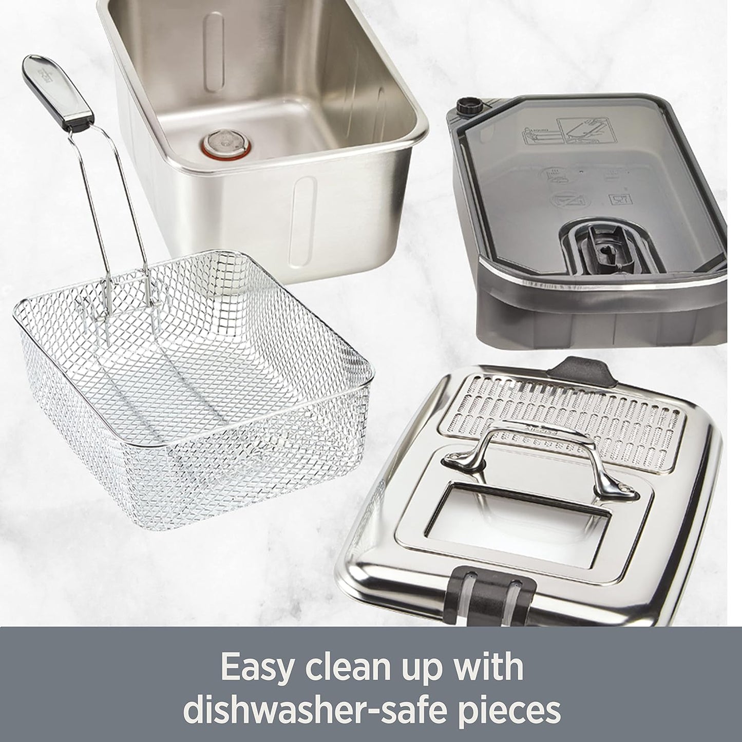 All-Clad 3.5L 1700W Electric Deep Fryer with Basket, Digital Controls - Stainless Steel