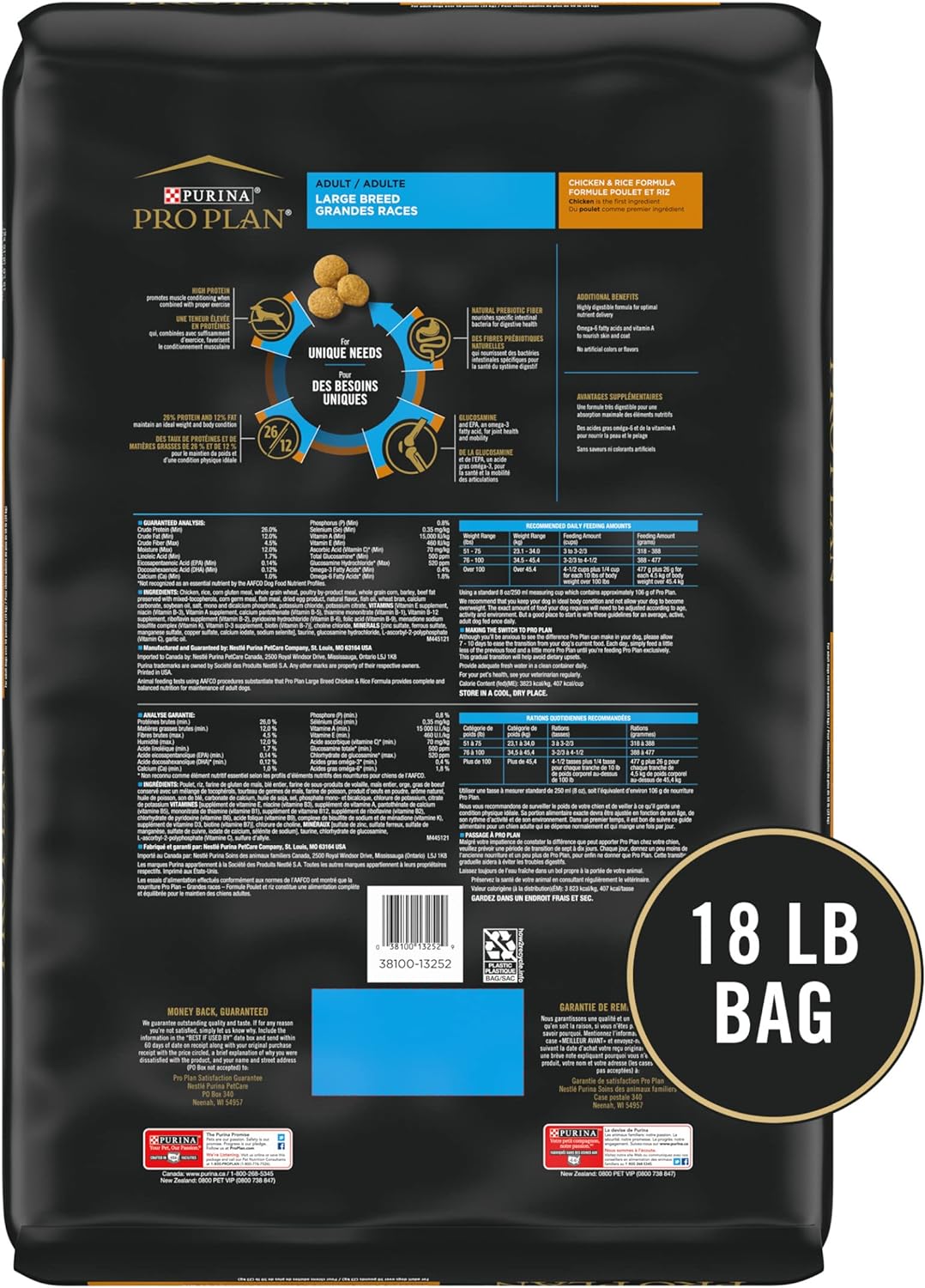 Purina Pro Plan High Protein, Digestive Health Large Breed Dry Dog Food, Chicken and Rice Formula -  Dry Dog Food Purina Pro Plan