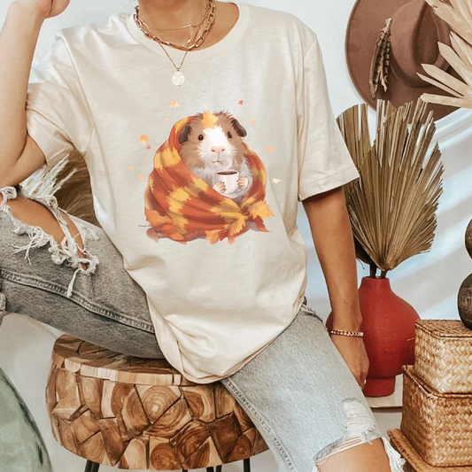 Guinea Pig In A Blanket Shirt, Autumn Guinea Pig Shirt, Fall Guinea Pig Shirt, Cute Guinea Pig Shirt, Guinea Pig Lover Shirt