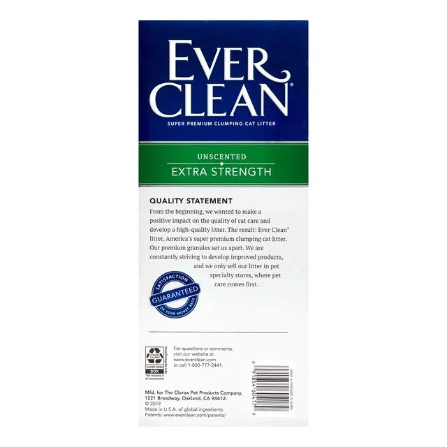 Ever Clean Extra Strength Unscented Clumping Clay Cat Litter, 25/42 LB -  Clumping Cat Litter Ever Clean