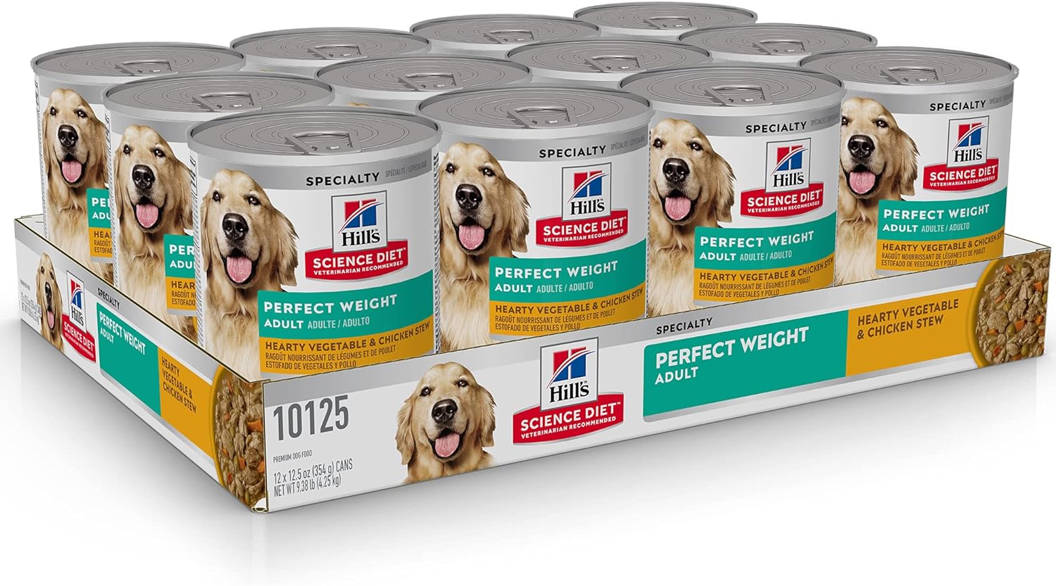 Hill's Science Diet Wet Dog Food, Adult, Perfect Weight Hearty Vegetable & Chicken Stew, 12.5 oz Cans, 12-Pack -  Wet Dog Food Hill's Science