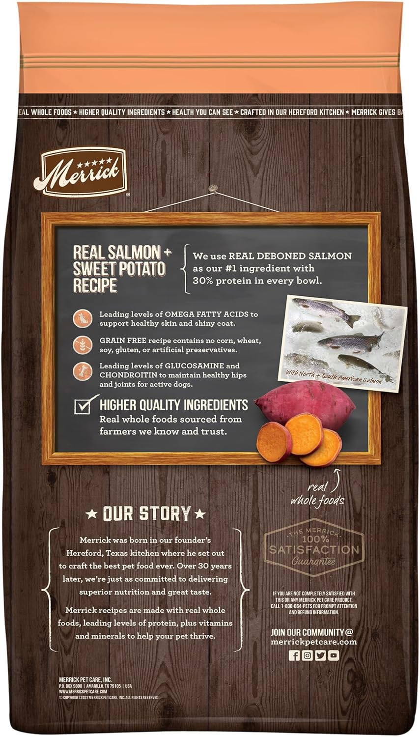 Merrick Grain Free Real Salmon & Sweet Potato Recipe Dry Dog Food -  Dry Dog Food Merrick