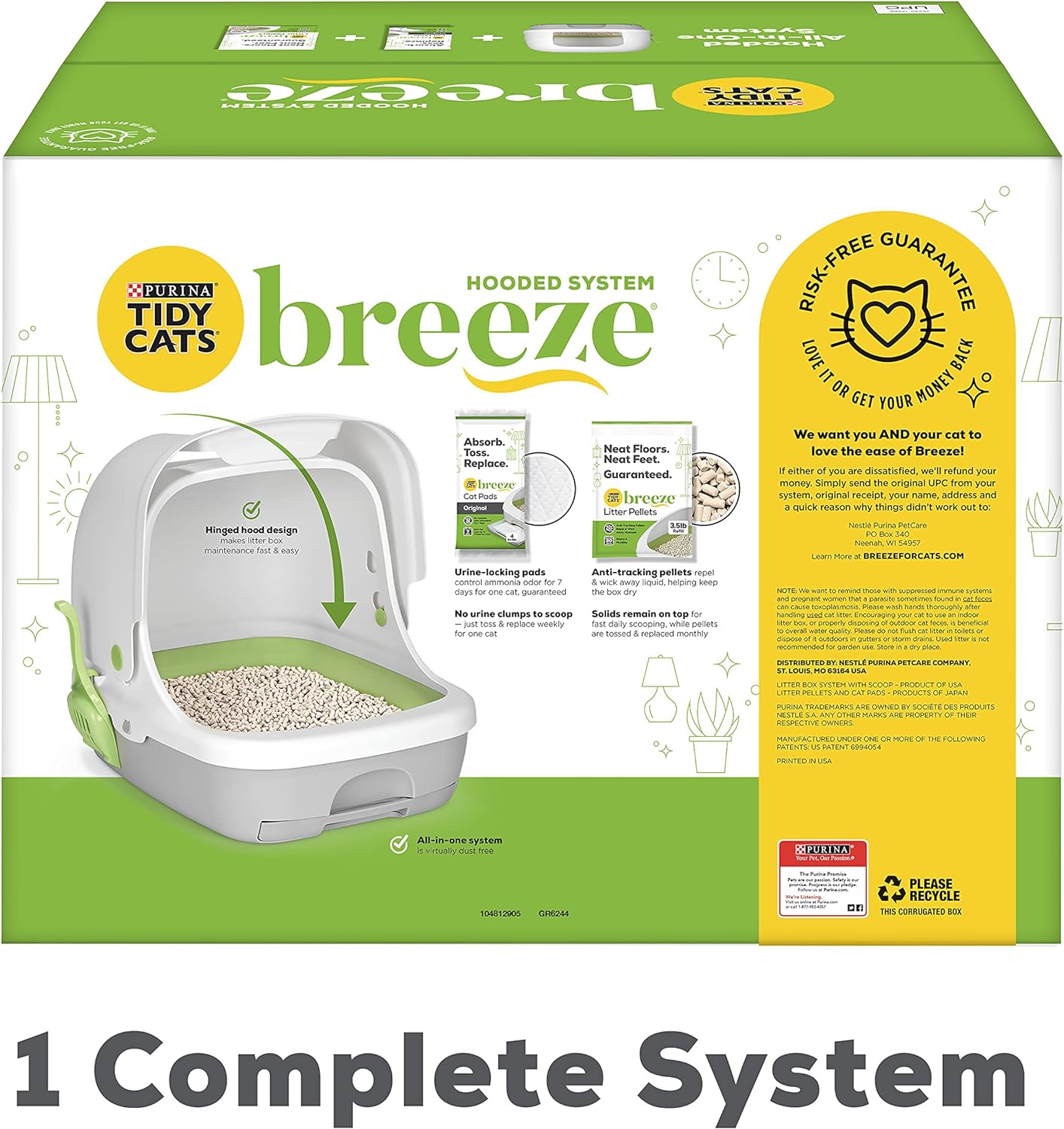 Purina Tidy Cats BREEZE Hooded Litter Box System Starter Kit With Pellets & Pads -  Litter Box Purina Tidy Cats