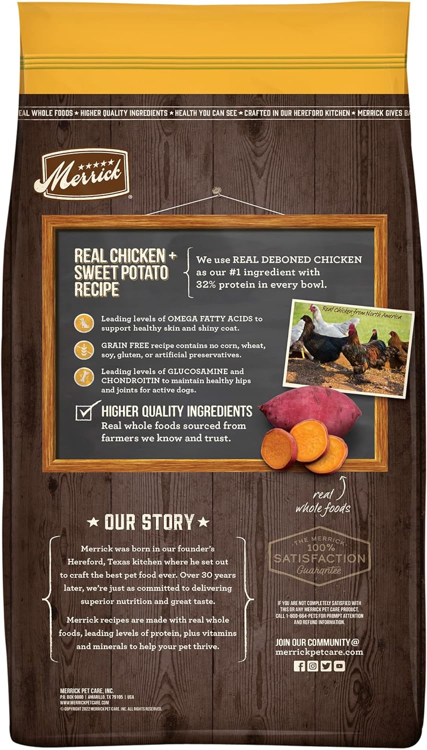 Merrick Grain Free Real Chicken & Sweet Potato Recipe Dry Dog Food -  Dry Dog Food Merrick