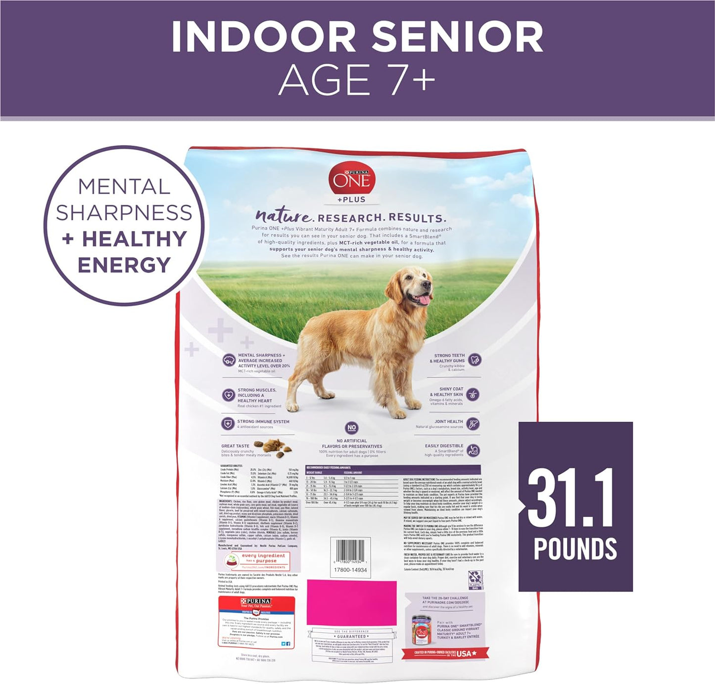 Purina ONE High Protein Dry Senior Dog Food Plus Vibrant Maturity Adult 7+ Formula -  Dry Dog Food Purina ONE