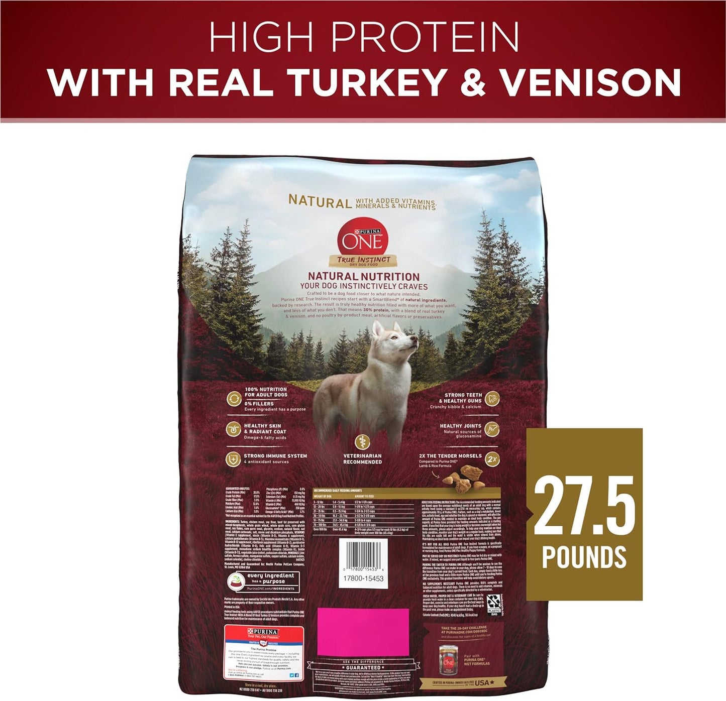 Purina ONE True Instinct Dry Dog Food with A Blend Of Real Turkey & Venison -  Dry Dog Food Purina ONE