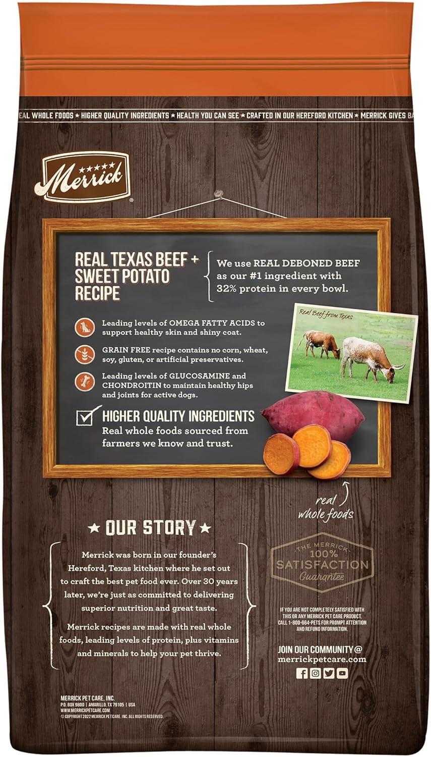Merrick Grain Free Real Texas Beef & Sweet Potato Recipe Dry Dog Food -  Dry Dog Food Merrick