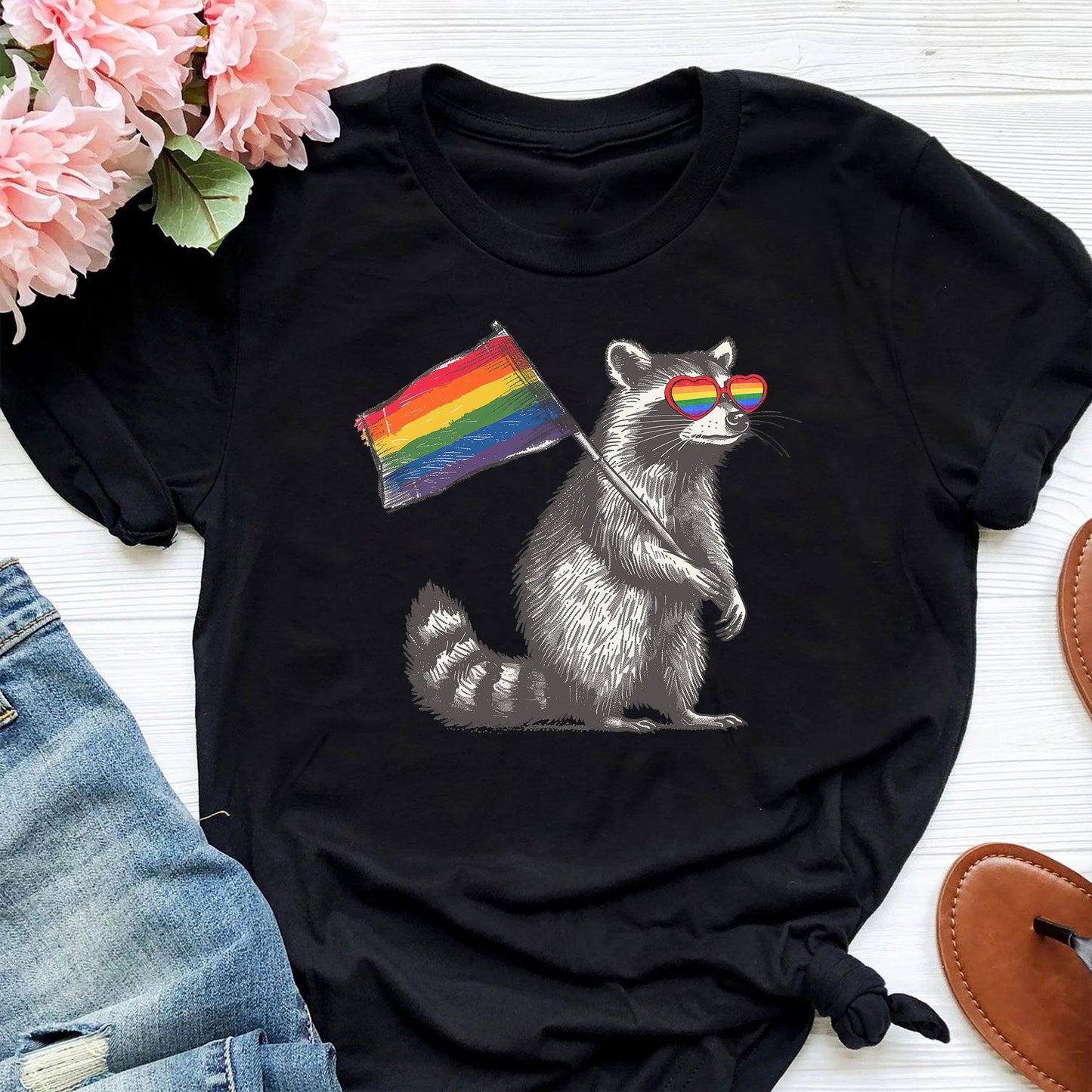 Raccoon Pride Lgbt Shirt, Racoon Pride Flag Shirt, Gay Queer Shirt, Funny Lgbt Shirt, Lgbtq Support